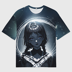 Мужская футболка оверсайз Аниме готическая девушка с двумя косами
