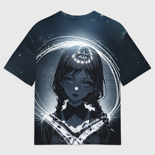 Мужская футболка оверсайз Аниме готическая девушка с двумя косами / 3D-принт – фото 2