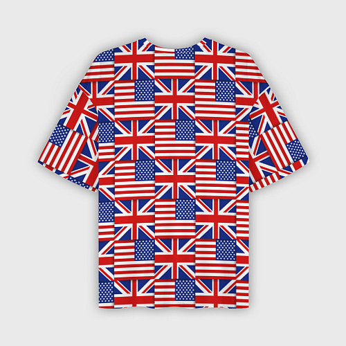 Мужская футболка оверсайз Флаги США и Англии / 3D-принт – фото 2