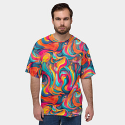 Футболка оверсайз мужская Разноцветные мазки красок, цвет: 3D-принт — фото 2