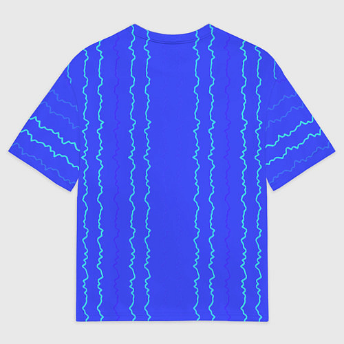 Мужская футболка оверсайз Кривые линии ярко-синий / 3D-принт – фото 2