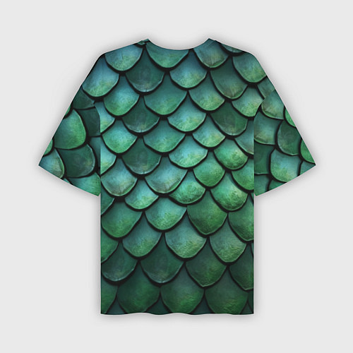 Мужская футболка оверсайз Чешуя зелёного дракона / 3D-принт – фото 2