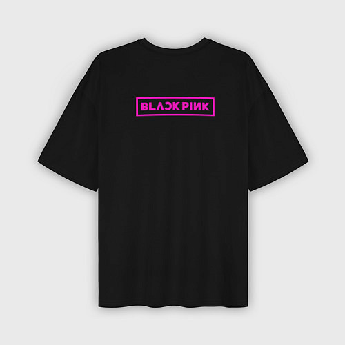 Мужская футболка оверсайз Розовый силуэт Blackpink на черном фоне / 3D-принт – фото 2