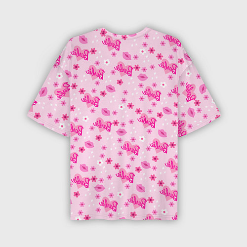 Мужская футболка оверсайз Барби, сердечки и цветочки / 3D-принт – фото 2
