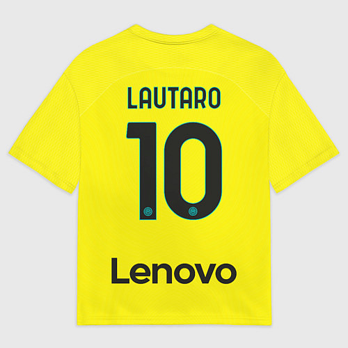 Мужская футболка оверсайз Лаутаро Мартинес Интер форма 2223 третья / 3D-принт – фото 2