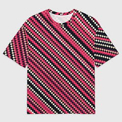 Мужская футболка оверсайз Полосы пиксели красный