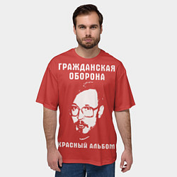 Футболка оверсайз мужская Егор Летов - красный альбом, цвет: 3D-принт — фото 2