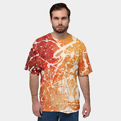 Футболка оверсайз мужская Текстура - White on orange, цвет: 3D-принт — фото 2