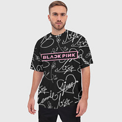 Футболка оверсайз мужская Blackpink - автографы, цвет: 3D-принт — фото 2