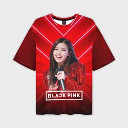 Мужская футболка оверсайз Rose Blackpink red