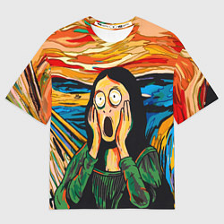 Мужская футболка оверсайз Мона Лиза в стиле картины Крик