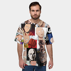 Футболка оверсайз мужская Saitama - many faces, цвет: 3D-принт — фото 2