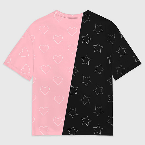 Мужская футболка оверсайз Blackpink - hearts and stars / 3D-принт – фото 2