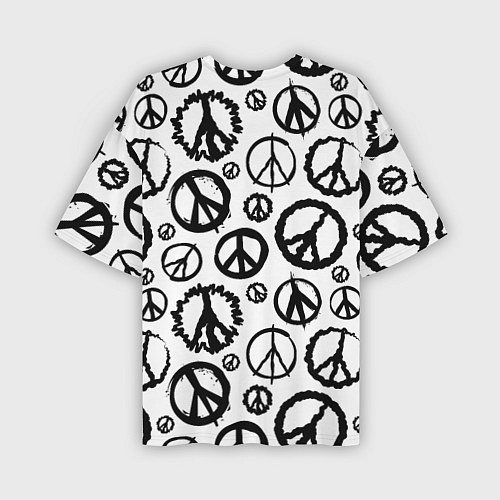 Мужская футболка оверсайз Many peace logo / 3D-принт – фото 2