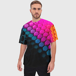 Футболка оверсайз мужская Цветной шестиугольник, цвет: 3D-принт — фото 2