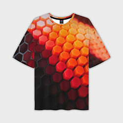 Мужская футболка оверсайз Hexagon orange