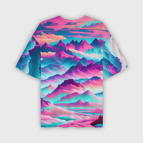 Мужская футболка оверсайз Горы яркие / 3D-принт – фото 2