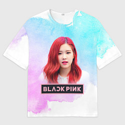 Мужская футболка оверсайз Роза блэкпинк