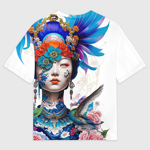 Мужская футболка оверсайз Japanese girl - irezumi - tattoo / 3D-принт – фото 2