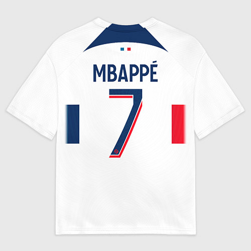 Мужская футболка оверсайз Килиан Мбаппе форма ПСЖ 2324 гостевая / 3D-принт – фото 2