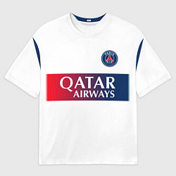 Футболка оверсайз мужская Лионель Месси форма ПСЖ 2324 гостевая, цвет: 3D-принт