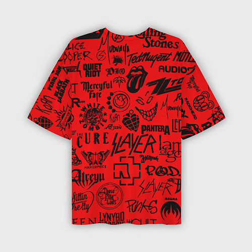 Мужская футболка оверсайз Лучшие рок группы на красном / 3D-принт – фото 2