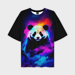 Мужская футболка оверсайз Панда и краски
