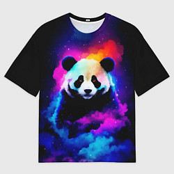 Мужская футболка оверсайз Панда и краски