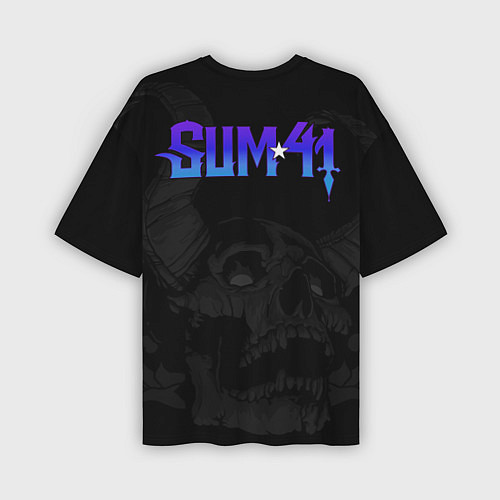 Мужская футболка оверсайз Sum41 horns skull / 3D-принт – фото 2