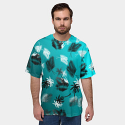 Футболка оверсайз мужская Летний узор с пальмами, цвет: 3D-принт — фото 2