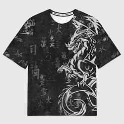 Мужская футболка оверсайз White dragon - grunge