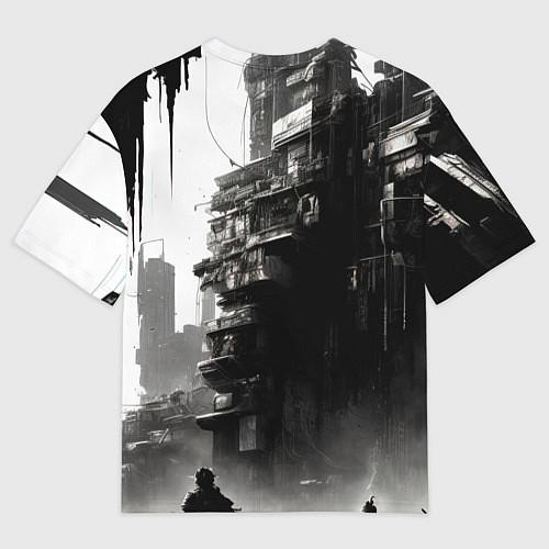 Мужская футболка оверсайз Кибернетический кицунэ / 3D-принт – фото 2