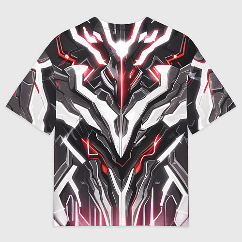 Мужская футболка оверсайз Неоновая кибер броня красная / 3D-принт – фото 2