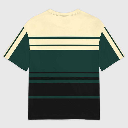 Мужская футболка оверсайз Полосы зелёный / 3D-принт – фото 2