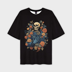 Мужская футболка оверсайз Винтажный скелет в цветах