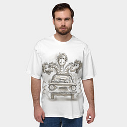 Футболка оверсайз мужская Змей Горыныч на Запорожце, цвет: 3D-принт — фото 2