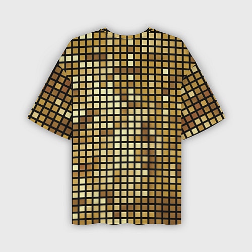 Мужская футболка оверсайз Золотой диско шар и золотая мозаика / 3D-принт – фото 2