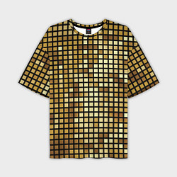 Мужская футболка оверсайз Золотая мозаика, поверхность диско шара