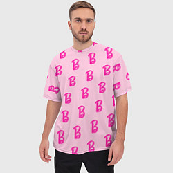 Футболка оверсайз мужская Барби паттерн буква B, цвет: 3D-принт — фото 2