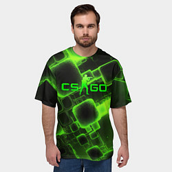 Футболка оверсайз мужская CS GO зеленые кислотные плиты, цвет: 3D-принт — фото 2
