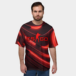 Футболка оверсайз мужская CS GO red neon, цвет: 3D-принт — фото 2