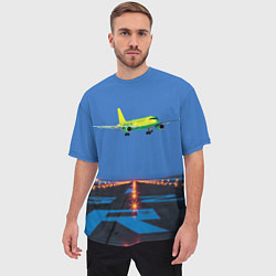 Футболка оверсайз мужская S7 Боинг 737 над взлетной полосой, цвет: 3D-принт — фото 2