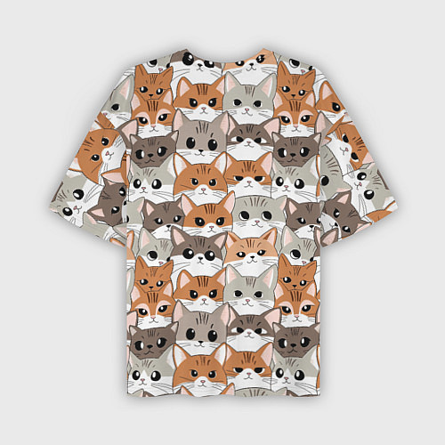 Мужская футболка оверсайз Паттерн милые котики / 3D-принт – фото 2