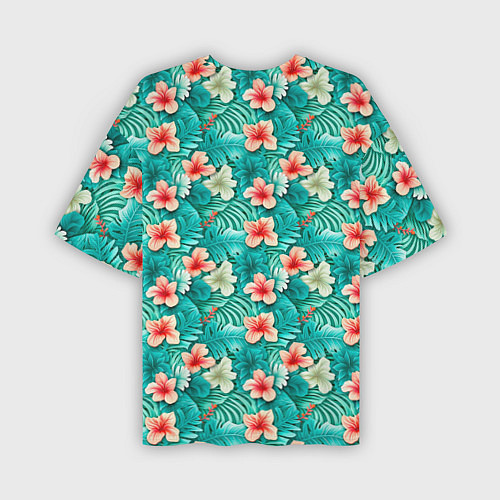 Мужская футболка оверсайз Летние цветочки паттерн / 3D-принт – фото 2