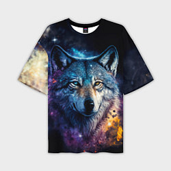 Мужская футболка оверсайз Космический звездный волк