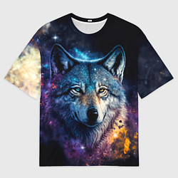 Мужская футболка оверсайз Космический звездный волк
