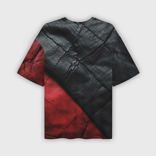 Мужская футболка оверсайз Черно - красная кожа / 3D-принт – фото 2