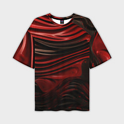 Мужская футболка оверсайз Кожаная красная и черная текстура