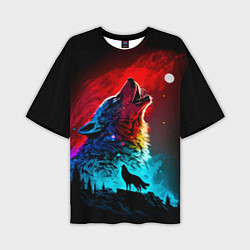 Мужская футболка оверсайз Волки воют на луну