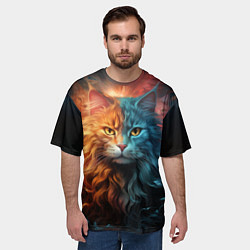 Футболка оверсайз мужская Сердитый котик, цвет: 3D-принт — фото 2